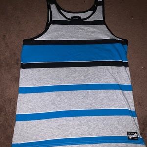 Tank top grey with blue and black shirt